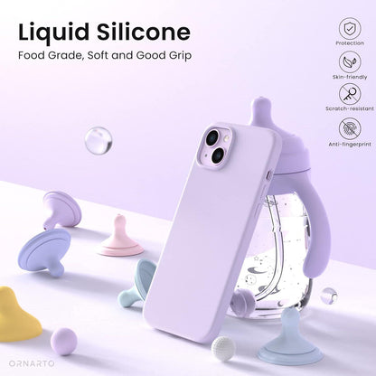 iPhone 14 Silikonhülle Flüssig Pastell Lila 6,1 Zoll Schutz