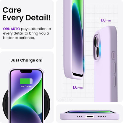 Silikon Hülle iPhone 14 6,1 Zoll 2022 Flüssig Ultradünn Voller Schutz Lila