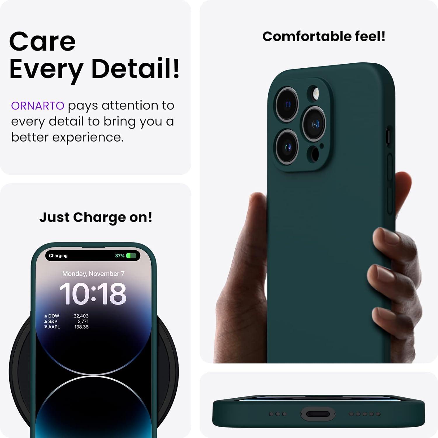 ORNARTO iPhone 14 Pro Max Hülle + 2x Schutzfolien 6,7 Zoll Olivgrün
