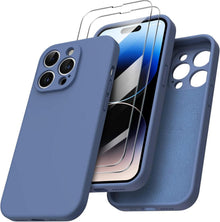 iPhone 14 Pro Hülle 6,1 Zoll Schutzfolie Silikon Gel Rundumschutz Blau