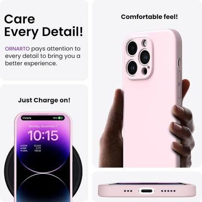 ORNARTO iPhone 14 Pro Hülle 6,1 Zoll 2022 Stoßfeste Handyhülle Gel Silikon Rosa