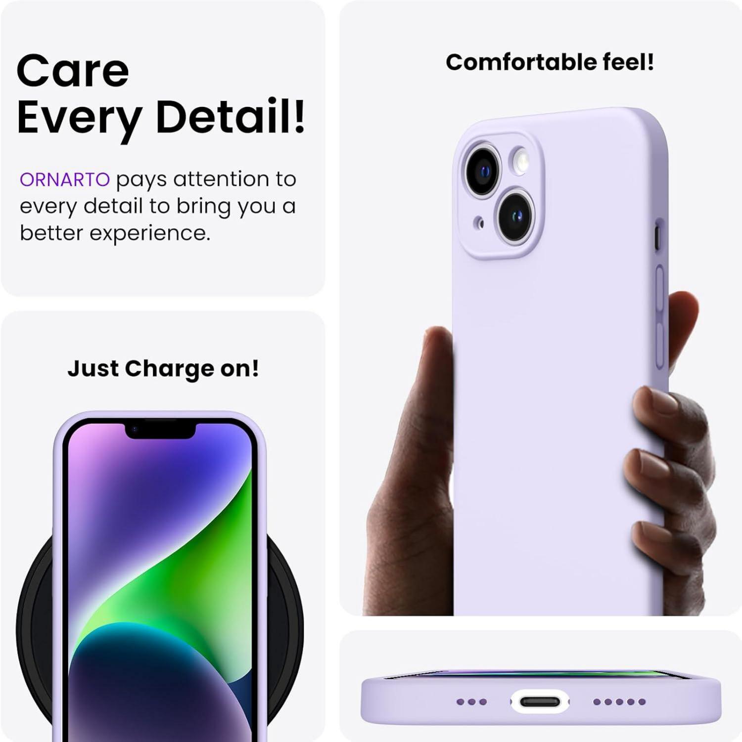 ORNARTO iPhone 14 Hülle 6,1 Zoll mit 2x Screen Schutzfolie Violett