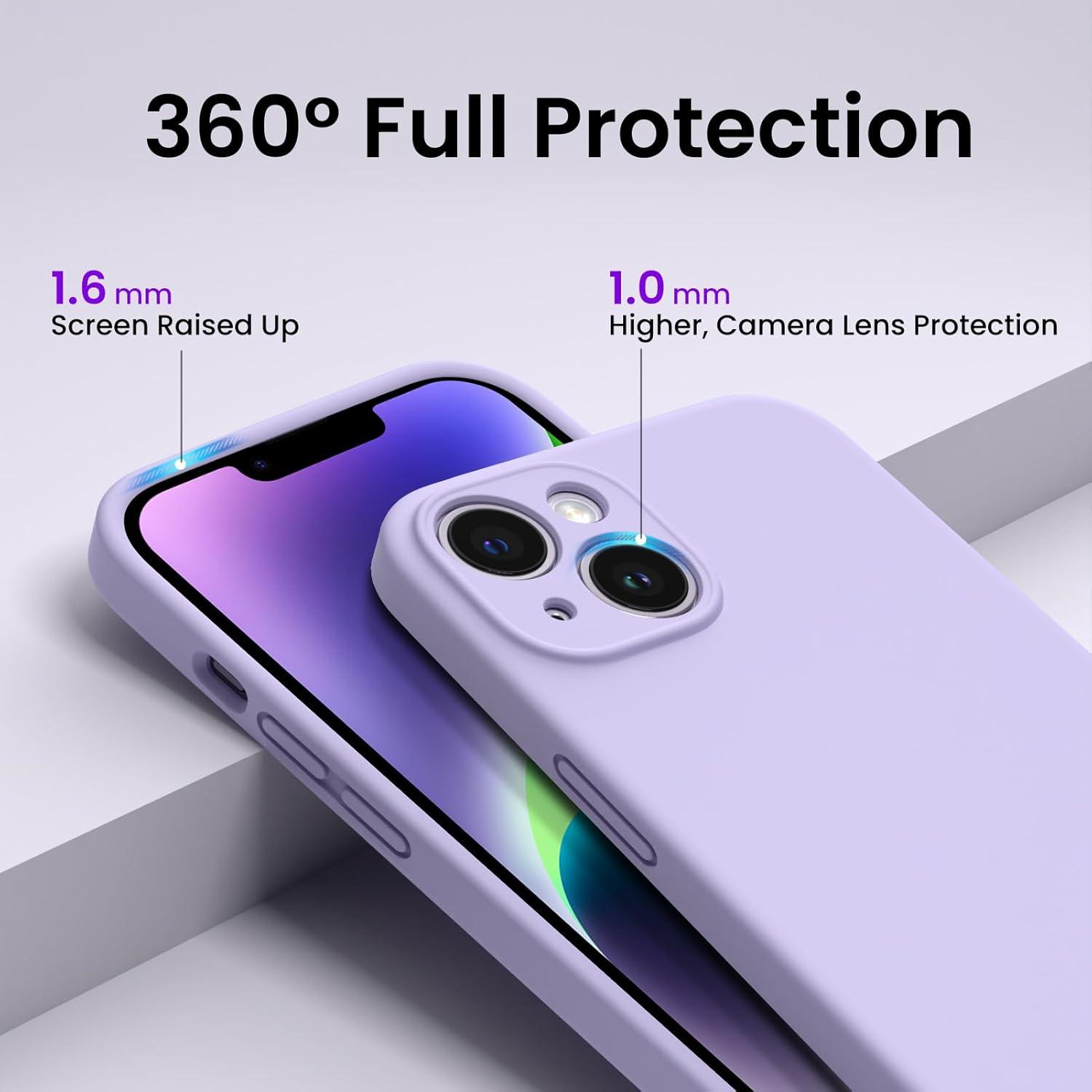 iPhone 14 Hülle 6,1 Zoll 2022 Silikon Stoßfest + 2x Schutzfolie Violett