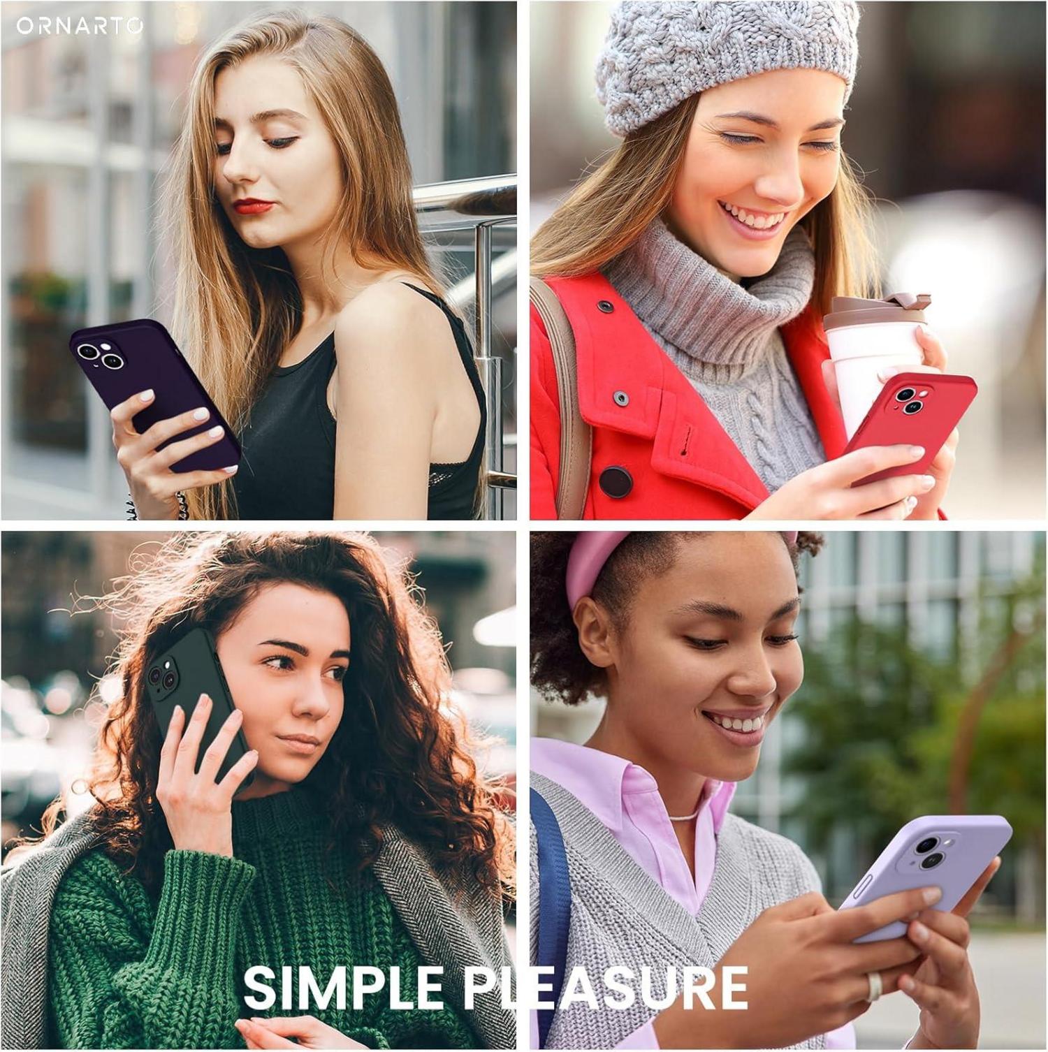 iPhone 14 Hülle 6,1 Zoll 2022 mit Screen Schutzfolie Violett Silikon