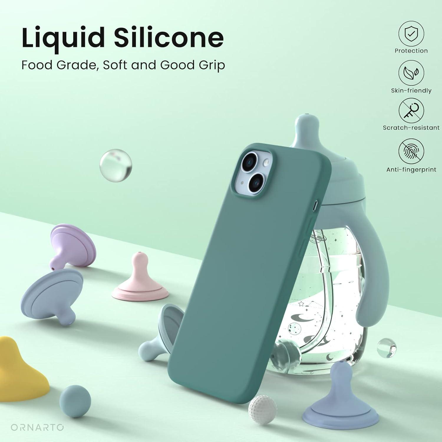 iPhone 14 Plus Silikonhülle Flüssig Piniengrün Schutz 6,7 Zoll