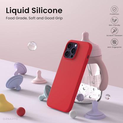 iPhone 14 Pro Max Silikon Case 6,7 Zoll Flüssig Schutz Rot