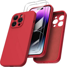 iPhone 14 Pro Hülle 6,1 Zoll 2022 mit 2x Schutzfolien Silikon Rot
