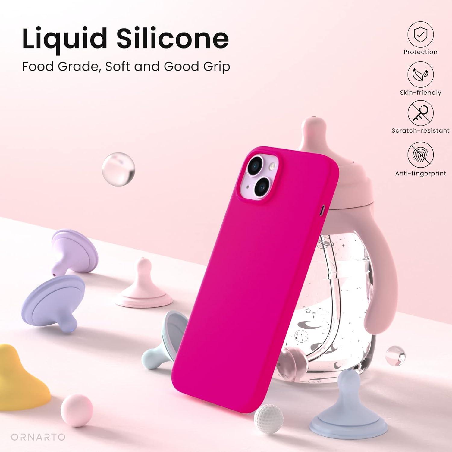 iPhone 14 Hülle 6,1 Zoll Silikon Case Flüssig Rosa Schutz