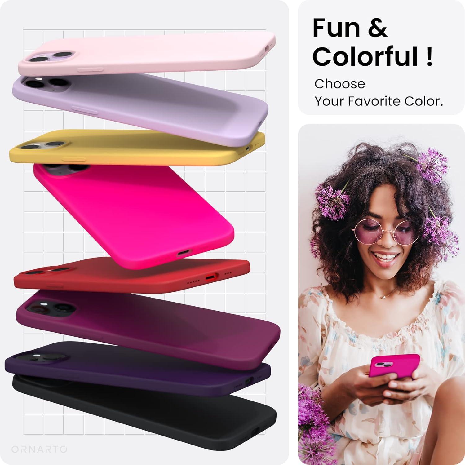 ORNARTO iPhone 14 Hülle 6,1 Zoll 2022 Silikon Case Flüssig Rosa