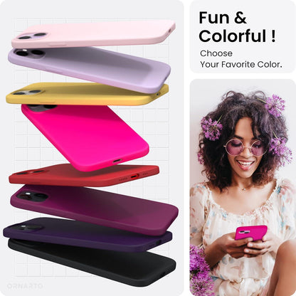ORNARTO iPhone 14 Hülle 6,1 Zoll 2022 Silikon Case Flüssig Rosa