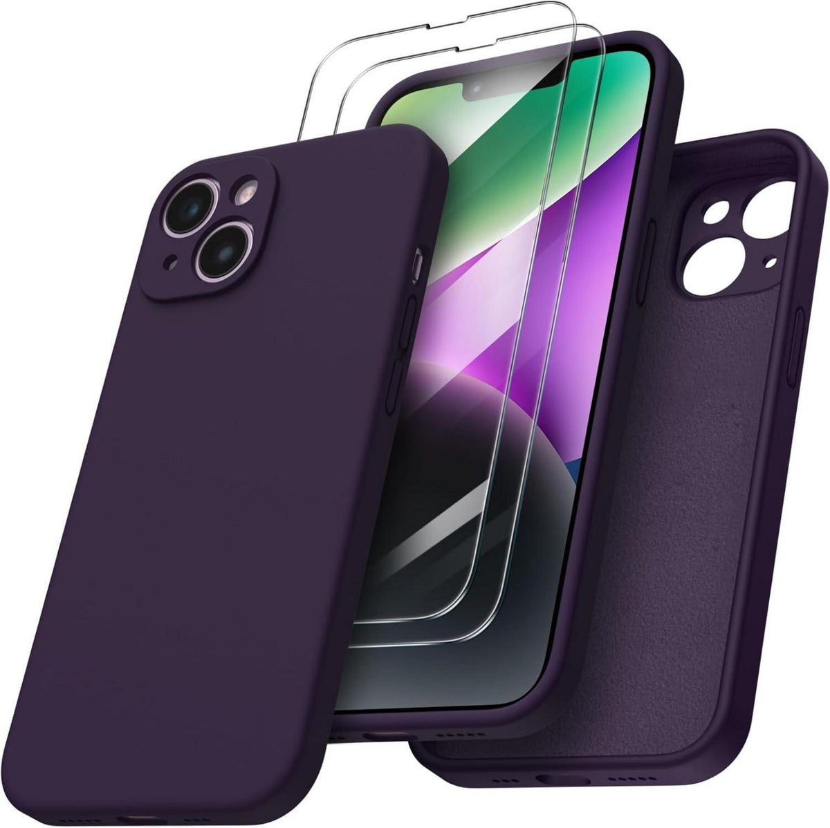 iPhone 14 Hülle 6,1 Zoll mit Screen Schutzfolie Silikon Case