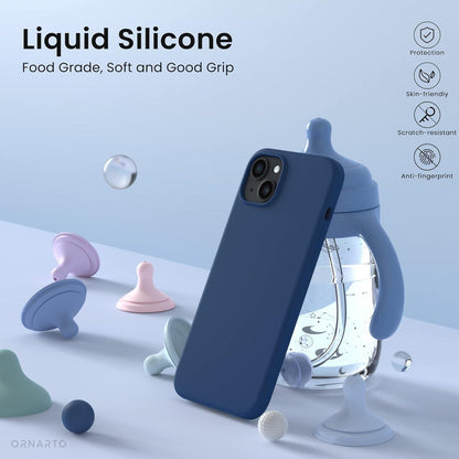 iPhone 14 Plus Silikon Hülle 6,7 Zoll Schutz Flüssig Navy Blau