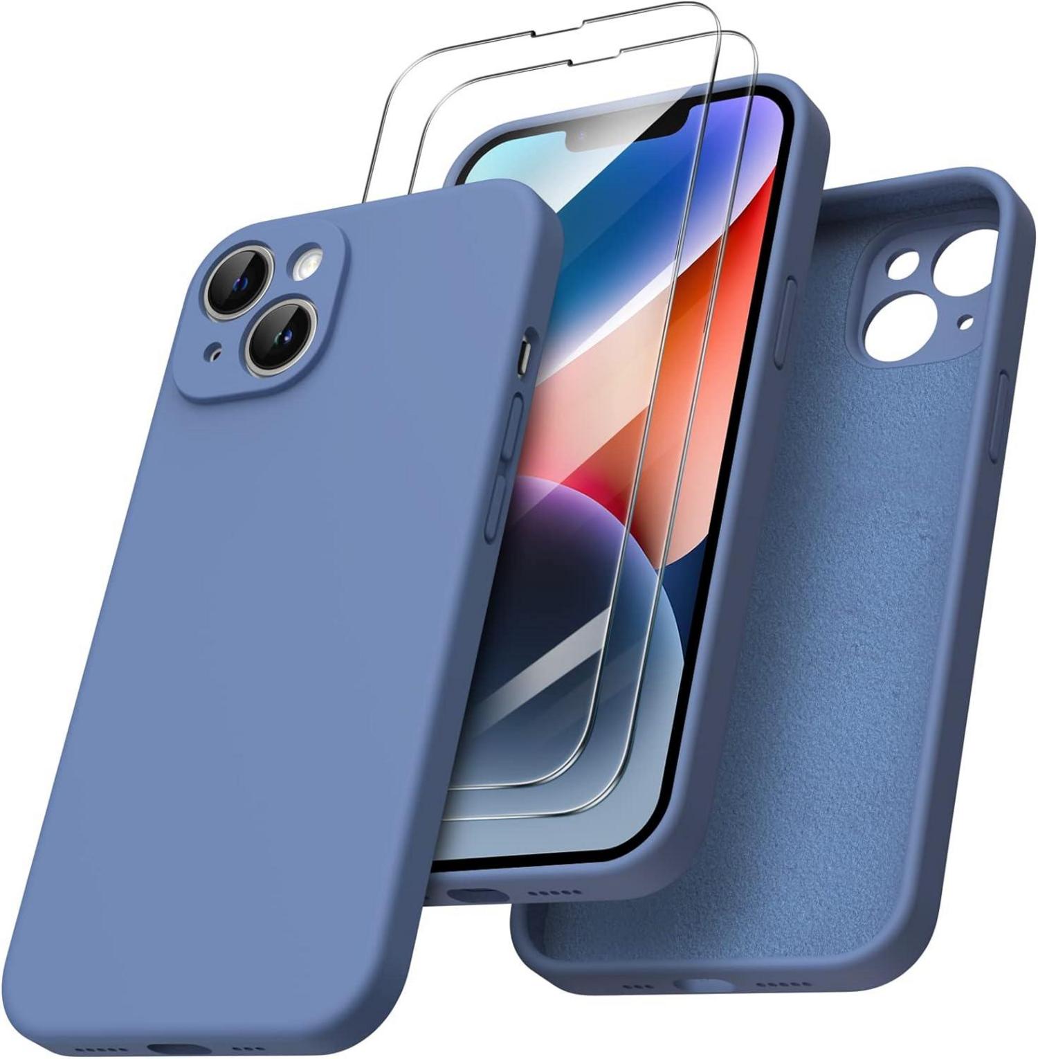 iPhone 14 Hülle 6,1 Zoll 2022 mit Silikon Case und Screen Schutzfolie