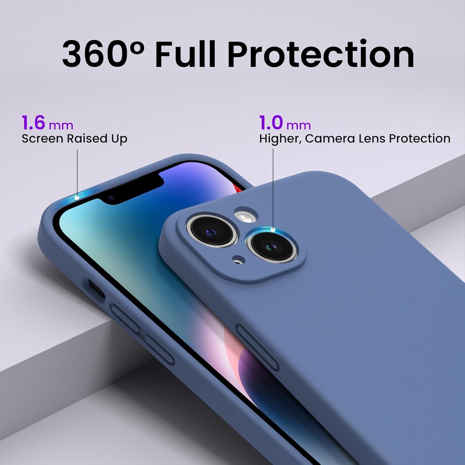 iPhone 14 Hülle 6,1 Zoll 2022 Schutzfolie Silikon Gel Case Rundumschutz Blau