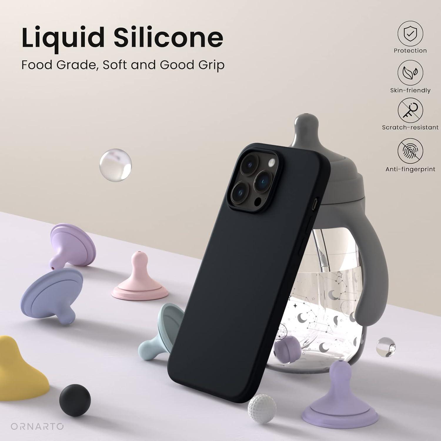 Silikonhülle für iPhone 14 Pro Max 6,7 Zoll Flüssig Schwarz
