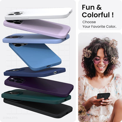 ORNARTO iPhone 14 Pro Max Hülle 6,7 Zoll 2022 Silikon Case Flüssig Schutz Mitternacht