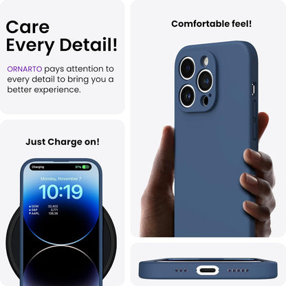 ORNARTO iPhone 14 Pro Hülle 6,1 Zoll 2022 Dunkelblau mit 2 x Schutzfolien