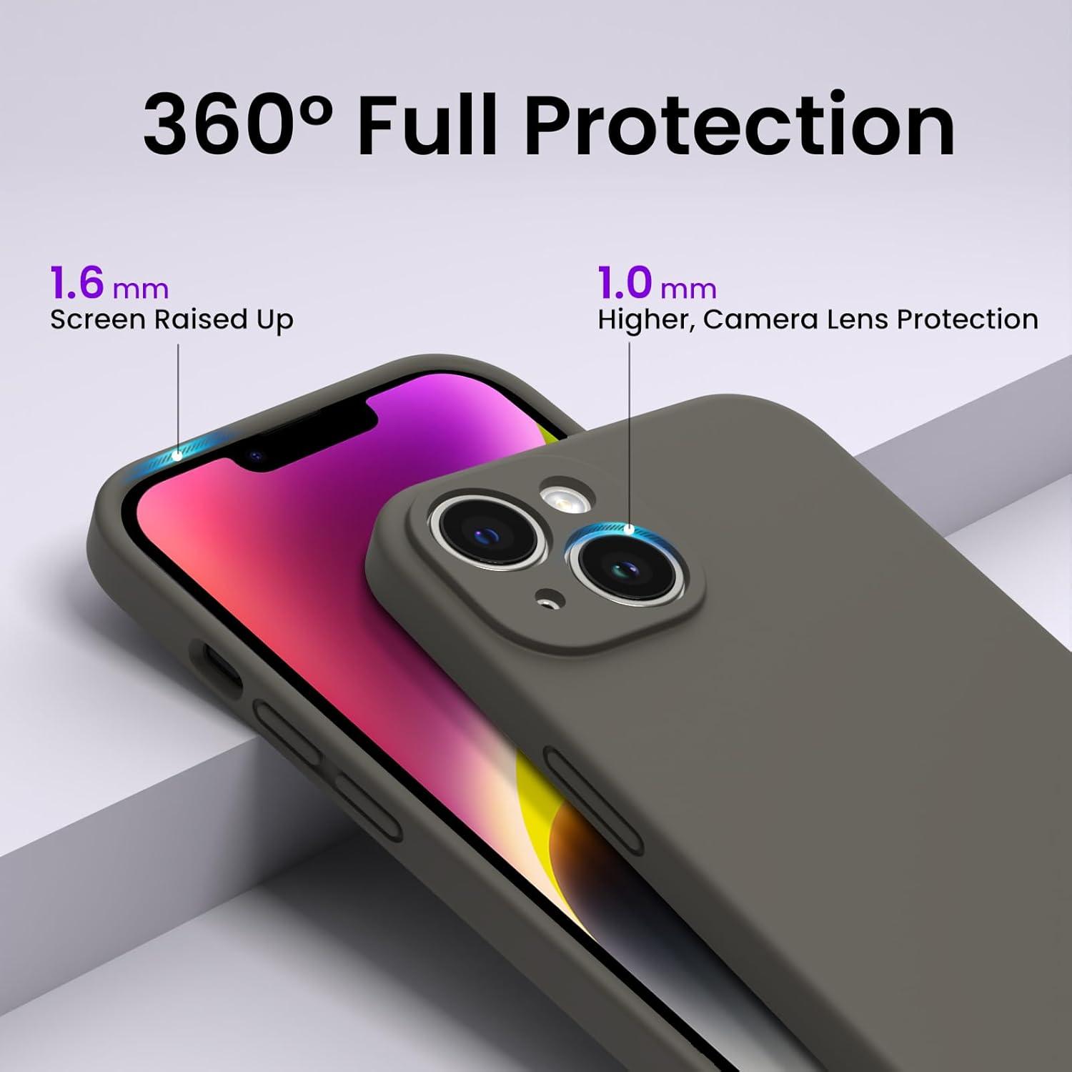iPhone 14 Hülle 6,1 Zoll 2022 flüssiges Silikon Gel Rundumschutz dunkelbraun