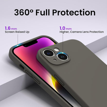 iPhone 14 Hülle 6,1 Zoll 2022 flüssiges Silikon Gel Rundumschutz dunkelbraun