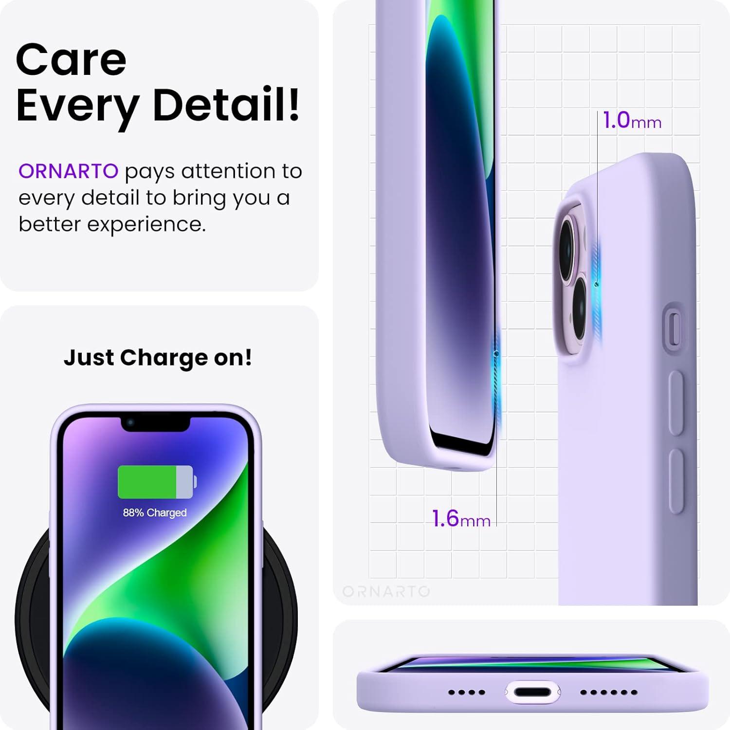 iPhone 14 Plus Hülle 6,7 Zoll Silikon Ultra Dünn Flüssig Pastell Lila