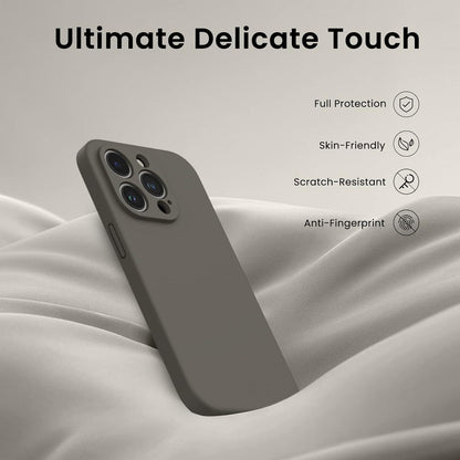 iPhone 14 Pro Hülle mit Schutzfolie Silikon Case dunkelbraun