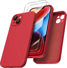 iPhone 14 Hülle 6,1 Zoll 2022 Silikon Case Schutzfolie Rot