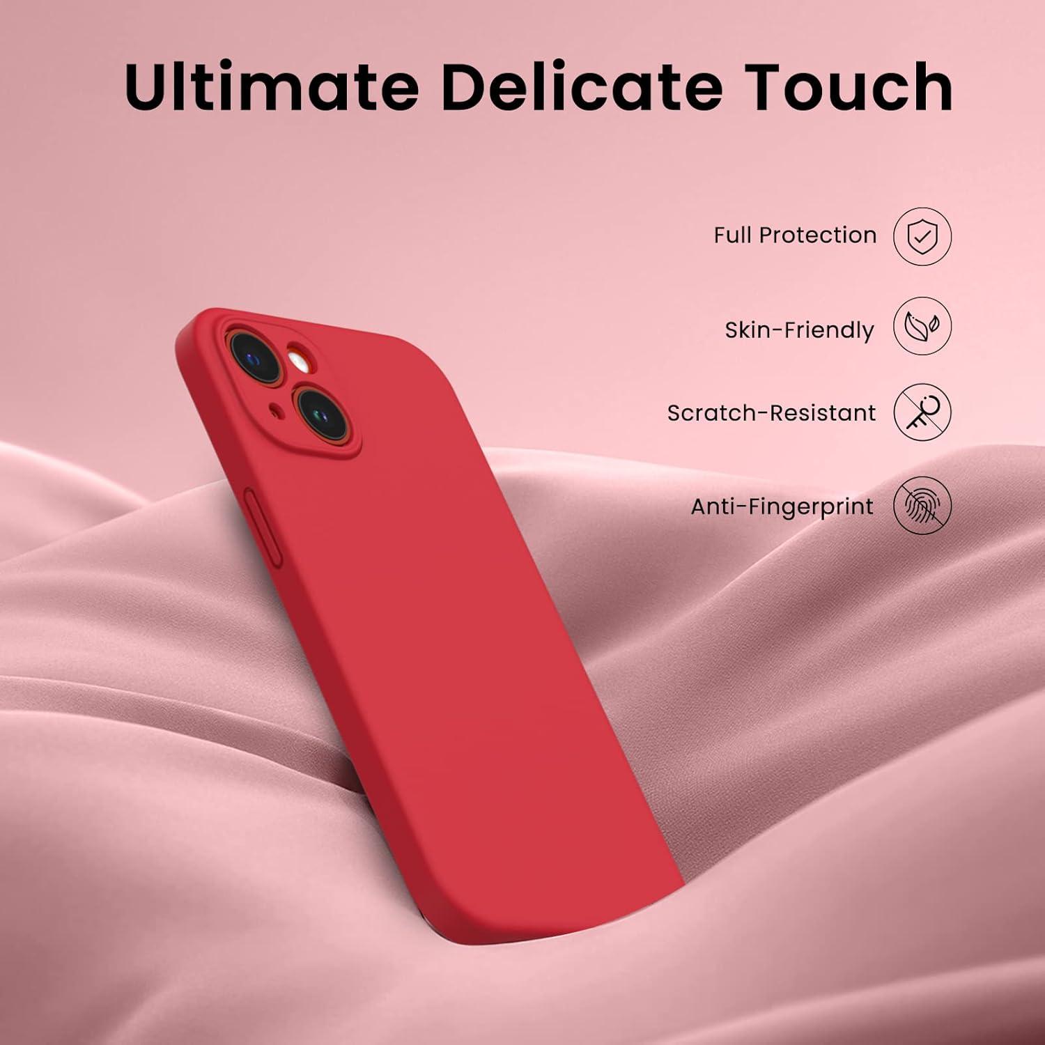 iPhone 14 Hülle 6,1 Zoll 2022 Silikon Case Schutzfolie Rot