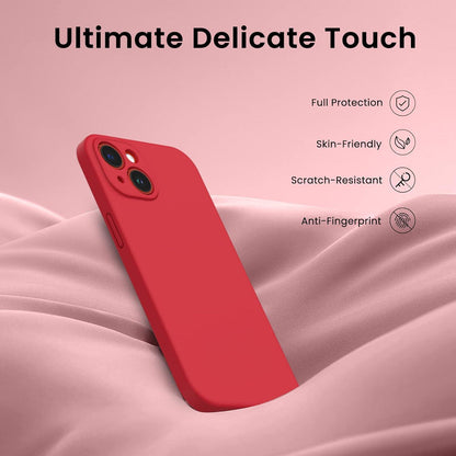 iPhone 14 Hülle 6,1 Zoll 2022 Silikon Case Schutzfolie Rot