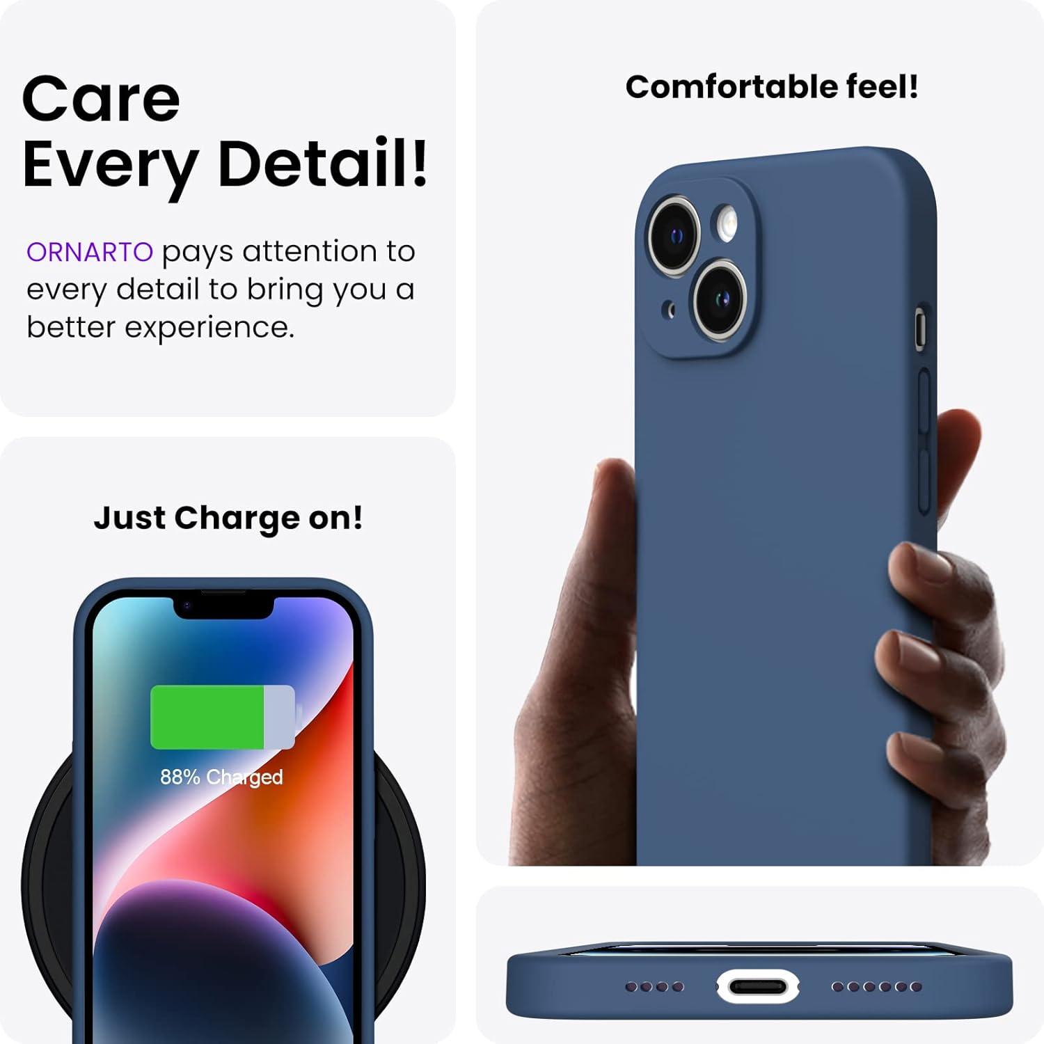 ORNARTO iPhone 14 Plus Hülle 6,7 Zoll 2022 Dunkelblau + 2x Schutzfolien