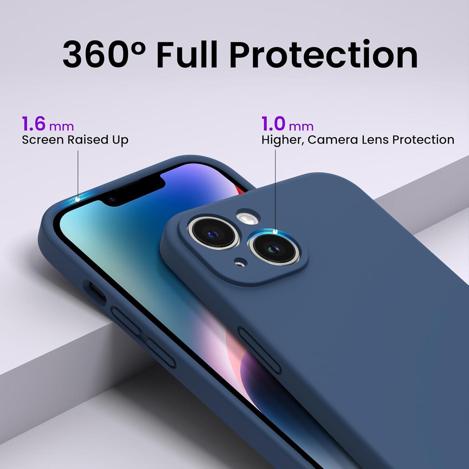 ORNARTO iPhone 14 Plus Hülle 6,7 Zoll 2022 Screen Schutz Dunkelblau