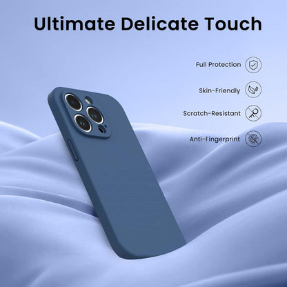 iPhone 14 Pro Max Hülle mit 2x Schutzfolien dunkelblau Silikon Gel