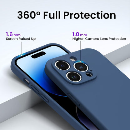iPhone 14 Pro Max Hülle 6,7 Zoll 2022 + 2x Screen Schutz Silikon Gel Dunkelblau