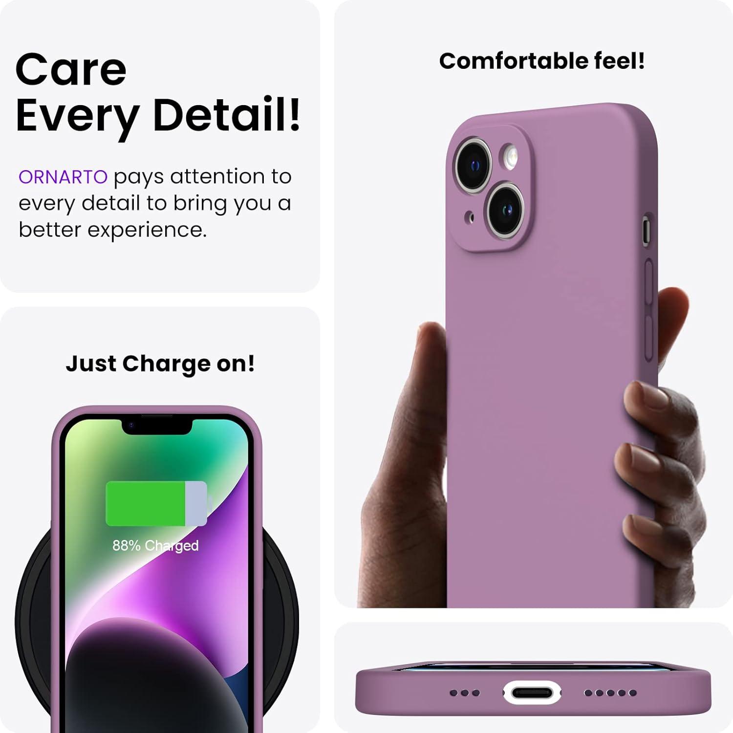 iPhone 14 Hülle 6,1 Zoll 2022 Flüssiges Silikon Stoßfest Lila Flieder Rundumschutz