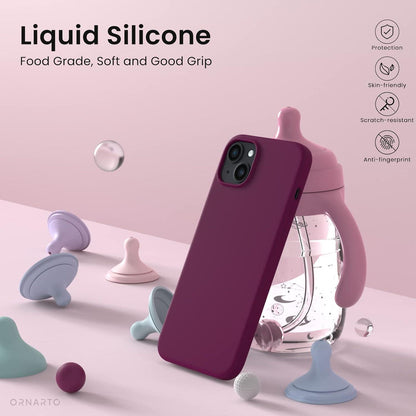 iPhone 14 Hülle 6,1 Zoll 2022 Silikon Case Flüssig Silikon Weinrot