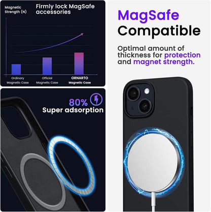 ORNARTO Magnetische iPhone 14 Plus Hülle 6,1 Zoll 2022 Schwarz Magnetisch-Schwarz