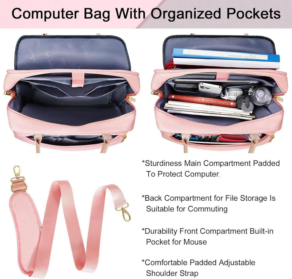 Laptoptasche 17,3 Zoll Damen Groß Rosa Bürotasche