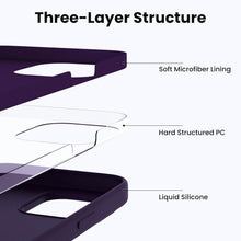 iPhone 14 Plus Liquid Silicone Case mit Panzerglas - Dunkelviolett