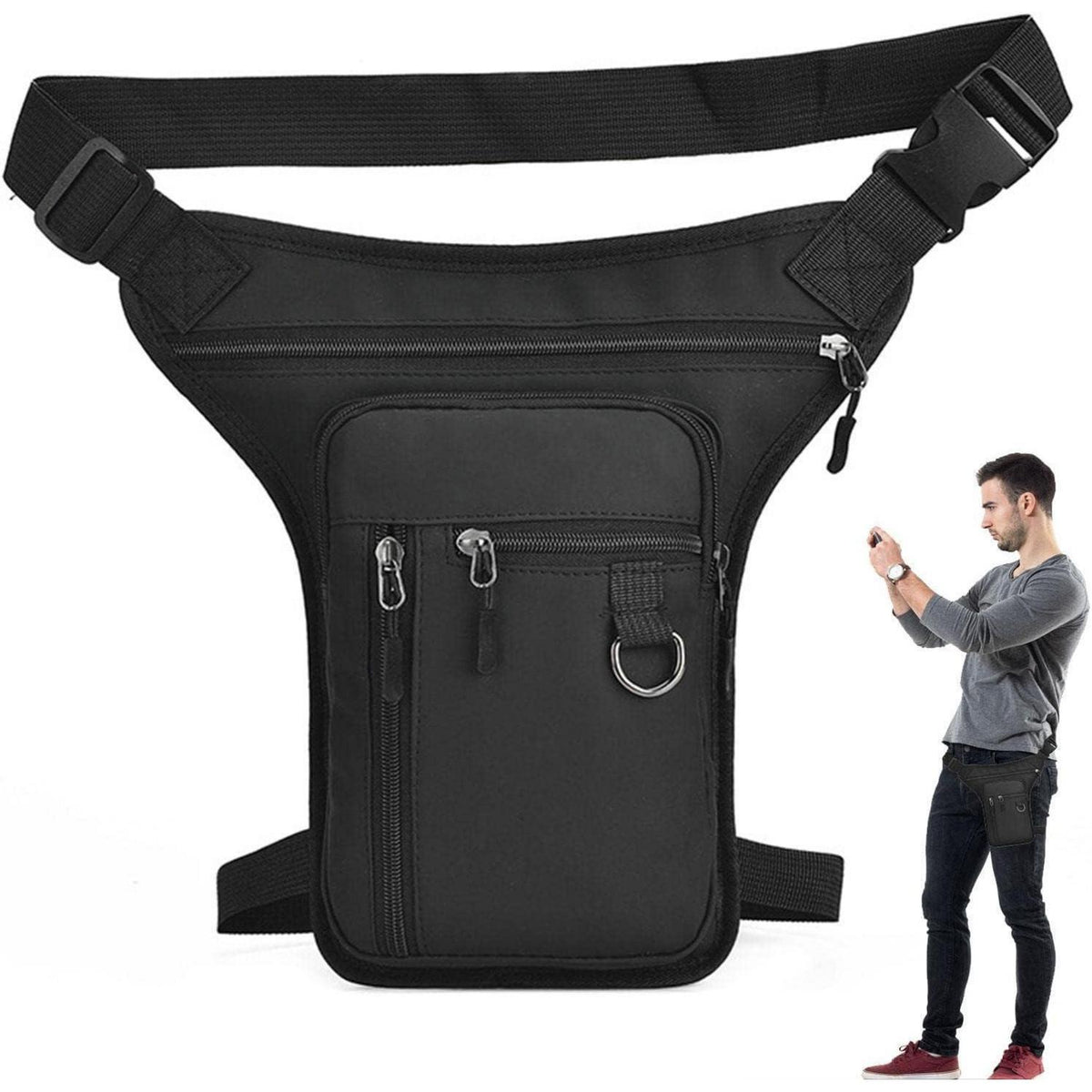 Beinbeuteltasche Outdoor – Verstellbare Hüfttasche für Motorrad & Wandern