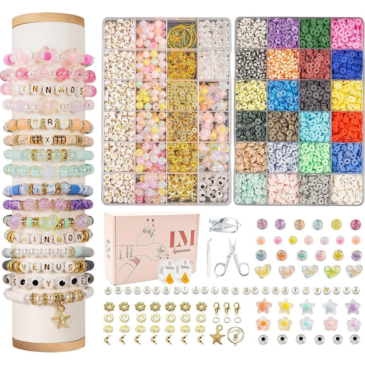 Polymer Clay Perlen Set 8500+ Stück für Armbänder & Schmuckherstellung