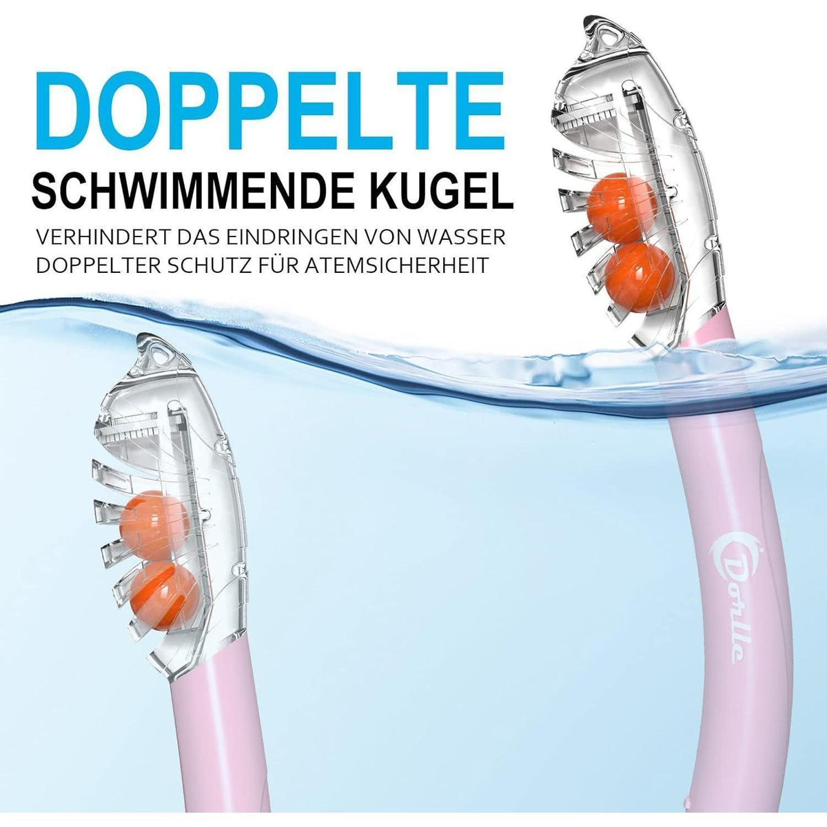 Panorama Schnorchelset für Erwachsene, Anti-Beschlag & Wasserdicht, Rosa