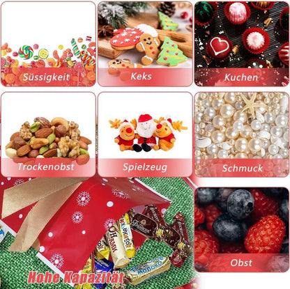 50 Stück Weihnachtsbonbontüte Geschenkbeutel Kordelzug Süßigkeiten Tüten