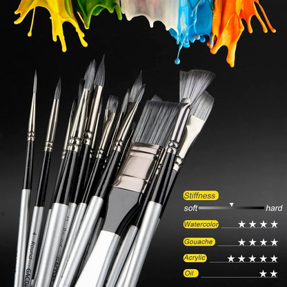 Acryl Pinsel Set, 24-teilig, Nylonborsten, Rollkoffer