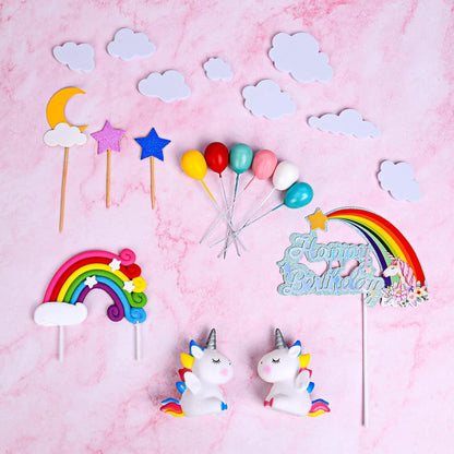 Einhorn Geburtstagstorte Deko Set Wolke Ballon Regenbogen