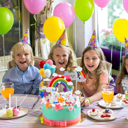Einhorn Tortendeko Set Regenbogen Wolke Luftballon für Kinder Geburtstag