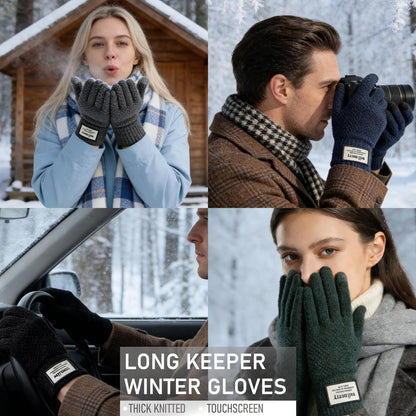 Winterhandschuhe Herren Damen Touchscreen Thermo Gestrickt Grau