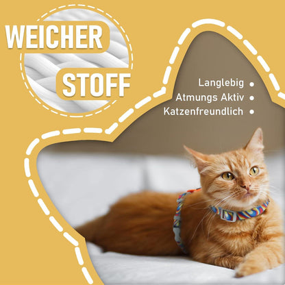 Supet Katzengeschirr und Leine ausbruchsicher verstellbar Katzenweste für kleine große Katzen Orange