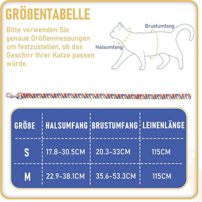 Ausbruchsicheres Katzengeschirr mit Leine für kleine und große Katzen
