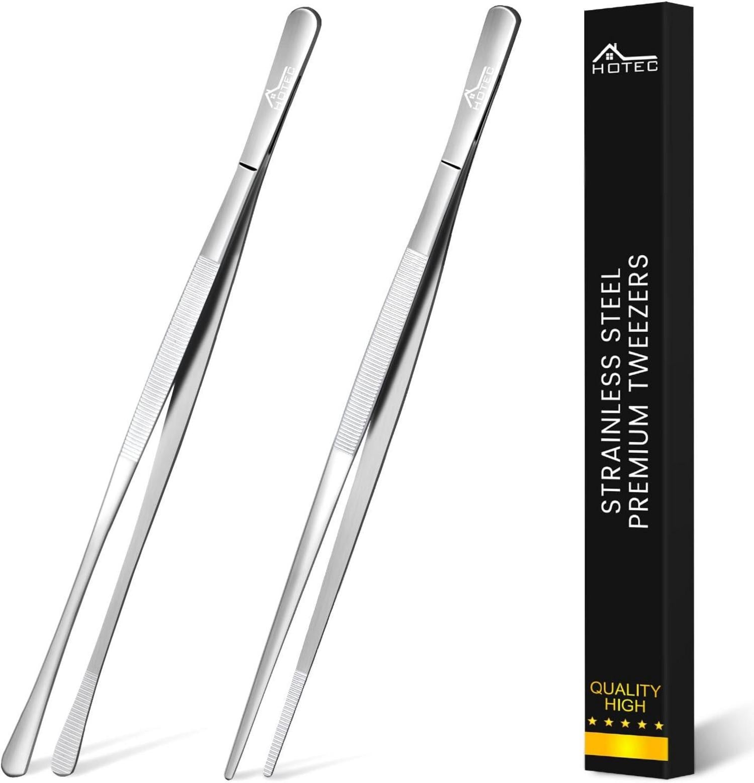 Grillzange Edelstahl Lang 30CM Kochpinzette Küche 2er Set
