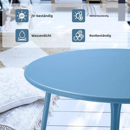 Runder Beistelltisch Metall Garten Couchtisch Blau Ø 45x45H cm