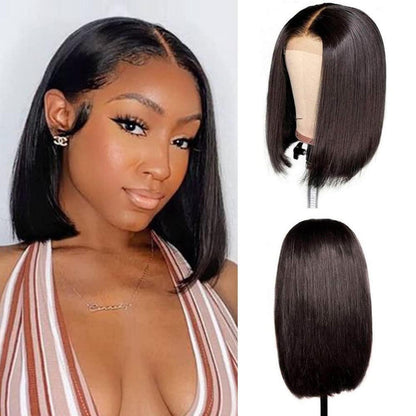 Echthaar Bob Perücke – Straight, 20-25cm, Schwarz